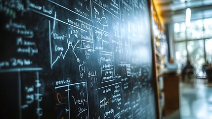 A blackboard filled with complex equations background