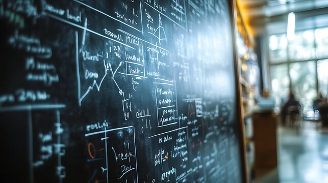A blackboard filled with complex equations background