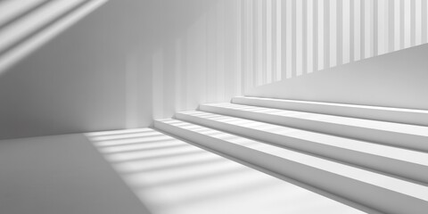 Obraz premium Minimalist White Architecture: Staircase bathed in Sunlight