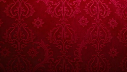A luxurious burgundy velvet pattern with an embossed design, showcasing intricate details and a rich texture