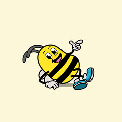 Cute honey bee mascot character vector inspiration with classic style for honey product brand