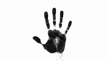 Monochromatic Black Handprint on a White Background with Minimalist Style