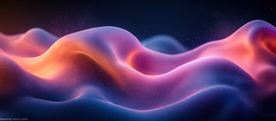 Fototapeta premium Abstract flowing neon waves, vibrant colors, dark background.