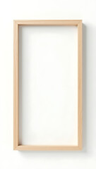 "Minimalist Wooden Frame on a Solid White Background" – A simple, elegant wooden frame with clean lines and a blank interior for mockups, placed against a pristine white backdrop.
