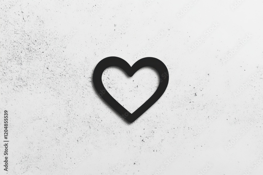 Fototapete minimalist black heart shape on a textured gray background for modern design and art projects. gener