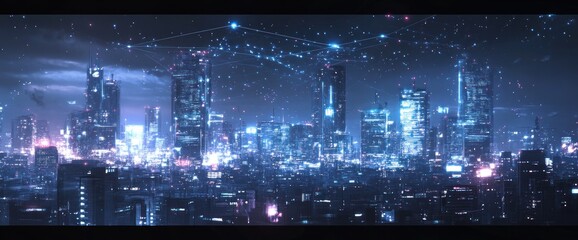 Cyberpunk Metropolis: A Futuristic Cityscape at Night