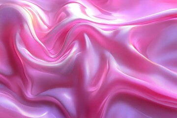 Obraz premium Bright Pink Silk Wave Abstract Digital Design, Generative AI