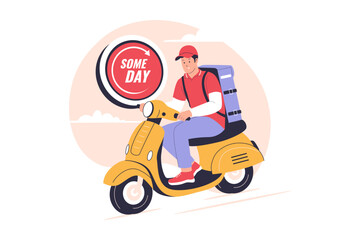 Illustration of same day delivery. Illustrations for websites, landing pages, mobile apps, posters and banners. Trendy flat vector illustrations
