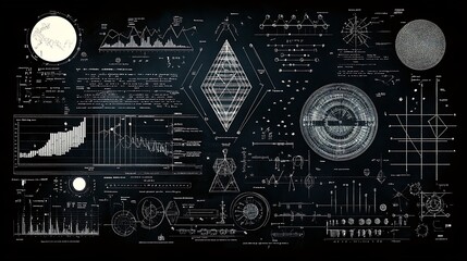 A blackboard filled with complex equations background