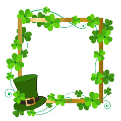 Seamless border of shamrock clover green leaves on transparent background vector decorative element templat