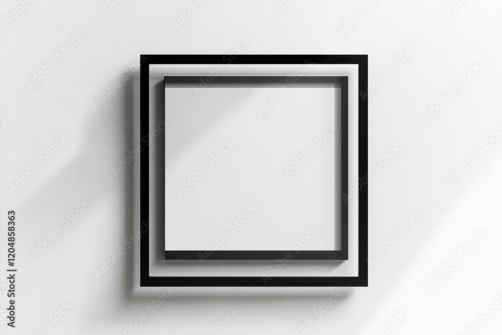 Poster Clean and modern square frames positioned against a neutral wall with soft shadows creating depth and dimension in a stylish setting. Generative AI