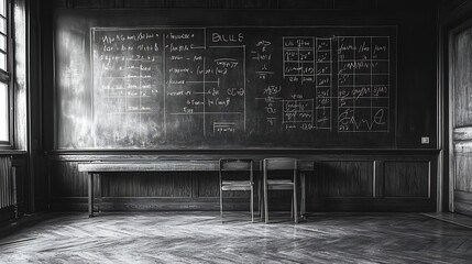 A blackboard filled with complex equations background