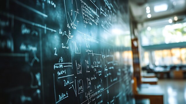 A blackboard filled with complex equations background