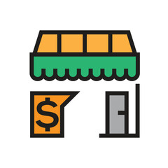 Obraz premium Shop icon isolated illustration design. Store icon.