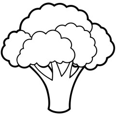 Simple Broccoli Outline Illustration