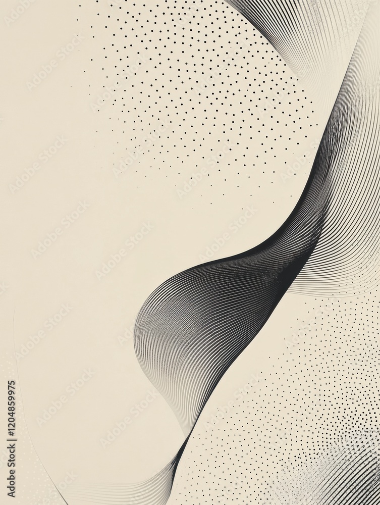 Poster abstract design featuring smooth curves and dotted patterns on a light background created with simpl