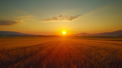Golden Sunset over Field