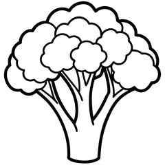 Simple Broccoli Outline Illustration