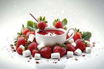 Valentine's day love treats strawberry delight watercolor style sweet romance