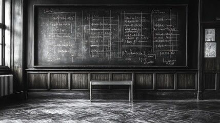 A blackboard filled with complex equations background