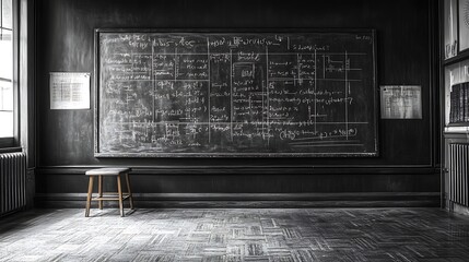 A blackboard filled with complex equations background