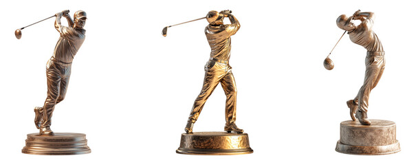 Golf Trophy Collection Isolated on Transparent Background