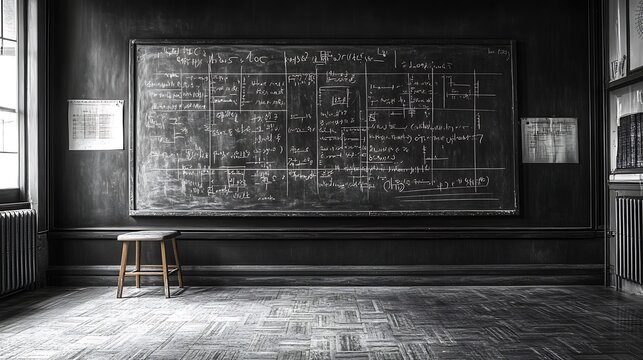 A blackboard filled with complex equations background