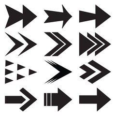 Arrow icon set. Arrow. Cursor. Collection different arrow signs. Black arrows icons. Different cursor arrow direction symbols in flat style. vector illustration.