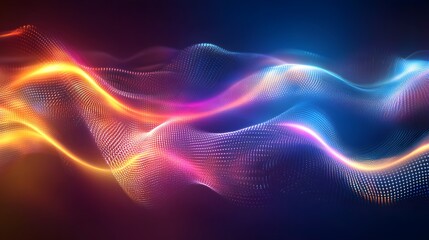 Obraz premium Dynamic colorful waves of light digital art abstract background vibrant environment aesthetic viewpoint