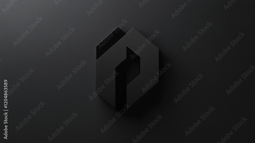 Aufkleber dark minimalist logo design featuring a geometric shape on a black background. generative ai