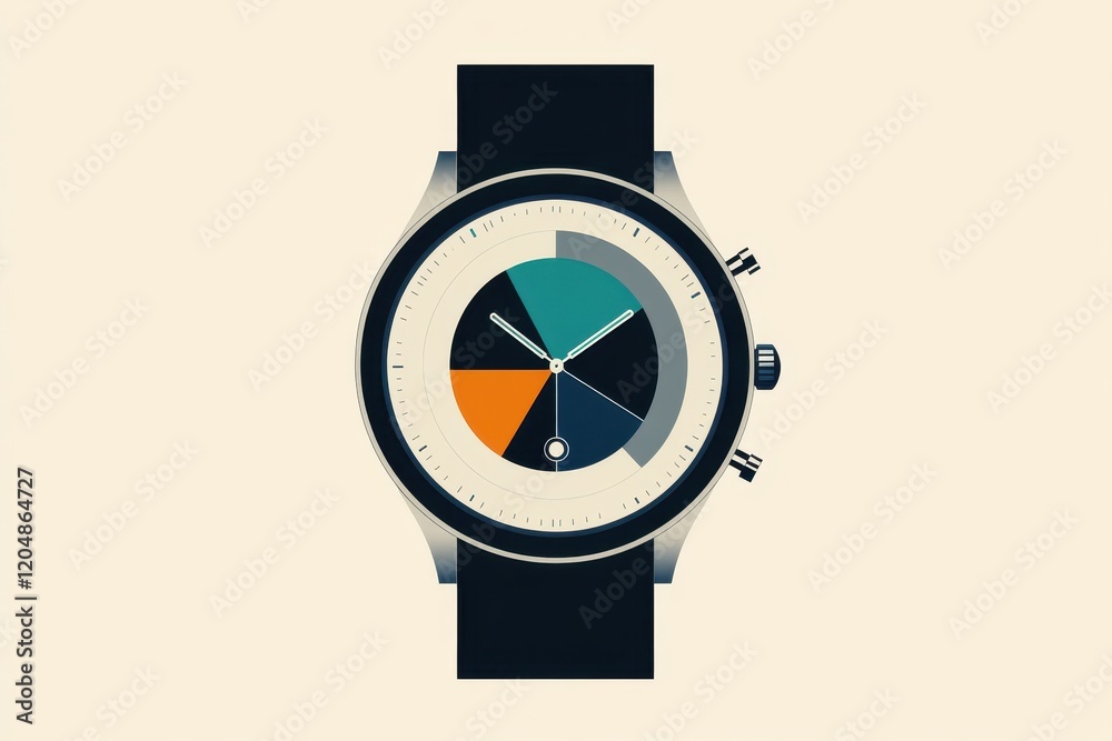 Wall mural abstract vector illustration of smartwatch design featuring colorful interface elements on a minimal