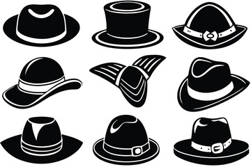Silhouette Hand drawn cowboy hat drawing illustration