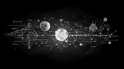 A blackboard filled with complex equations background