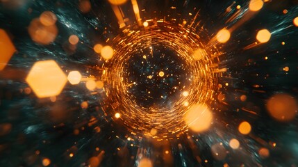 Fototapeta premium Dynamic energy burst infinite space digital animation cosmic environment abstract viewpoint futuristic concept