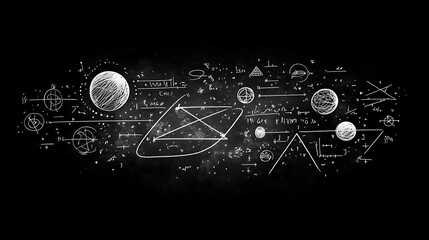 A blackboard filled with complex equations background