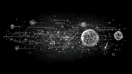 A blackboard filled with complex equations background