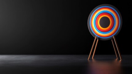 Vibrant Target Stands Boldly Against Dark Background. AI Generated