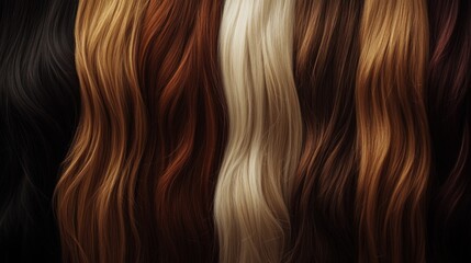 Naklejka premium Wavy hair color swatches, salon styling, beauty, texture