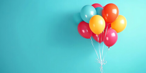 A vibrant collection of colorful balloons floating against a soft gradient background, with ample space for text, perfect for celebratory, party, or festive themes, high definition, well-composed.