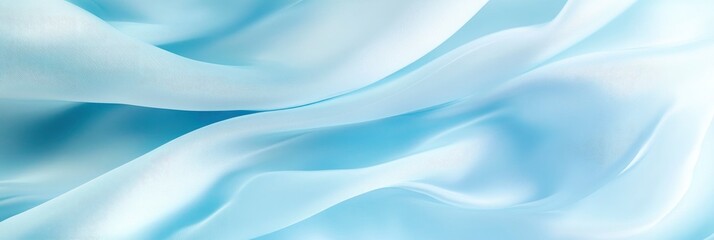 A closeup of light blue silk fabric in wavy texture