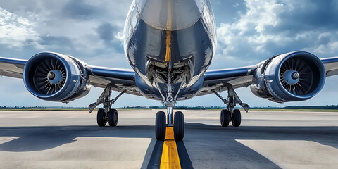 Fototapeta premium A stunning high-definition image of an airplane with amazing details and perfect composition, showcasing intricate features and sleek design, captured in raw style for aviation enthusiasts.