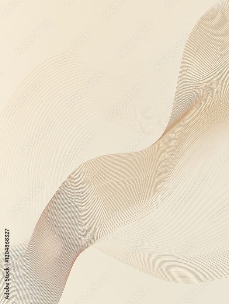 Poster Abstract wave pattern showcasing delicate lines on a soft cream background with subtle texture and fluid movement. Generative AI