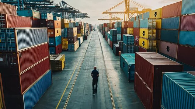 A man logistics expert integrates blockchain technology in supply chain management, improving transparency and efficiency across industries