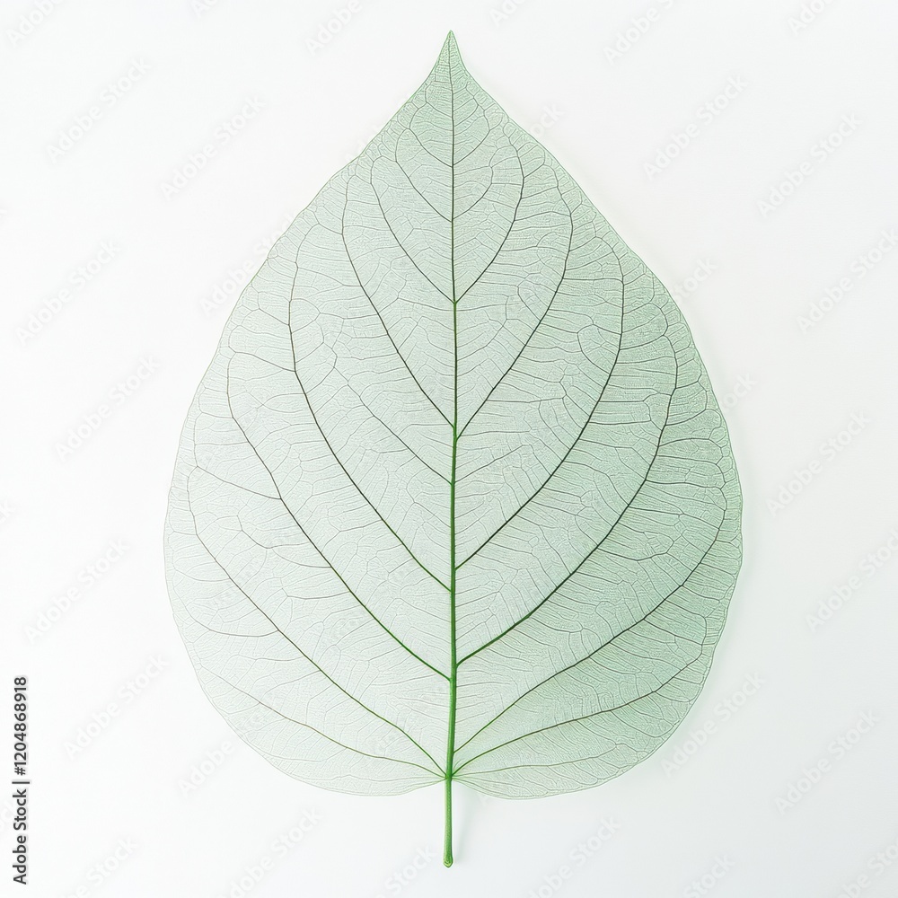 Poster unique transparent leaf with intricate vein patterns on a white background showcasing natural beauty