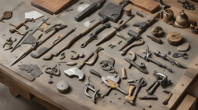 Scattered tools and local stones.generative.ai