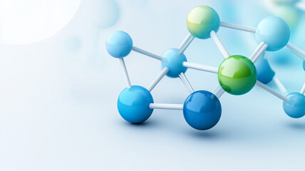 Colorful Molecules Connected in Scientific Research with Light Blue Background