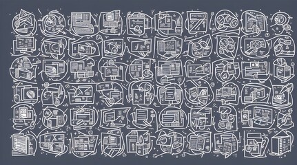 Obraz premium Set of 40 Education and Learning web icon