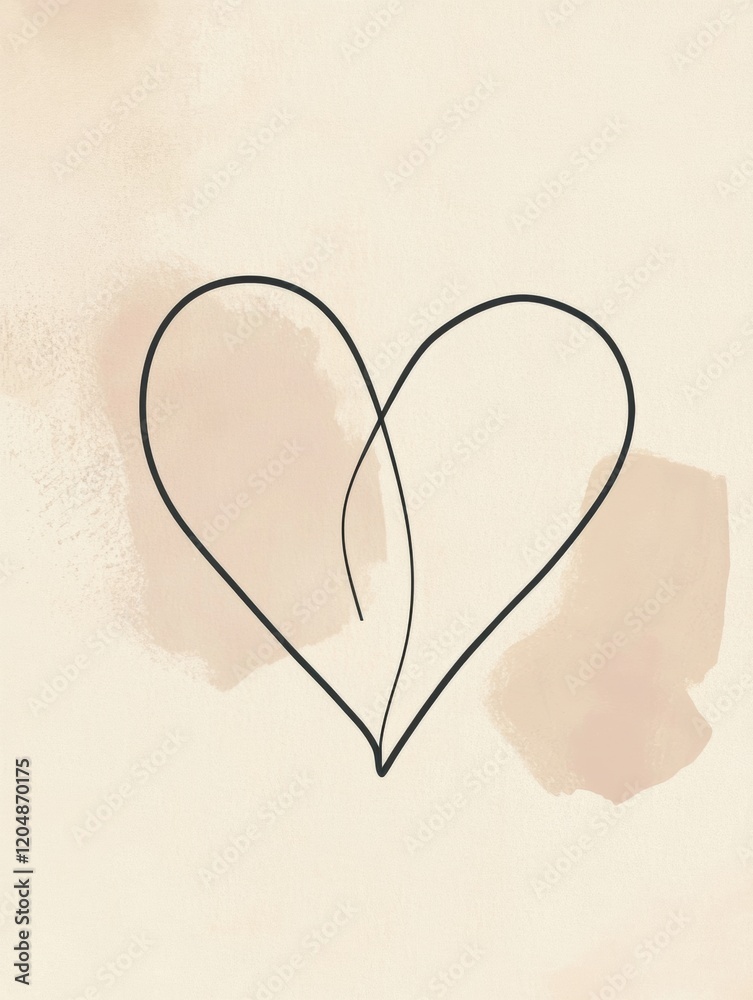 Leinwandbilder simple line drawing of an intertwined heart on a soft pastel background. generative ai