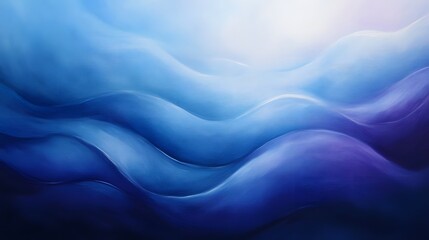 Obraz premium Flowing blue waves abstract art ocean depths digital painting tranquil environment aerial view serenity concept