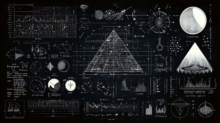 A blackboard filled with complex equations background